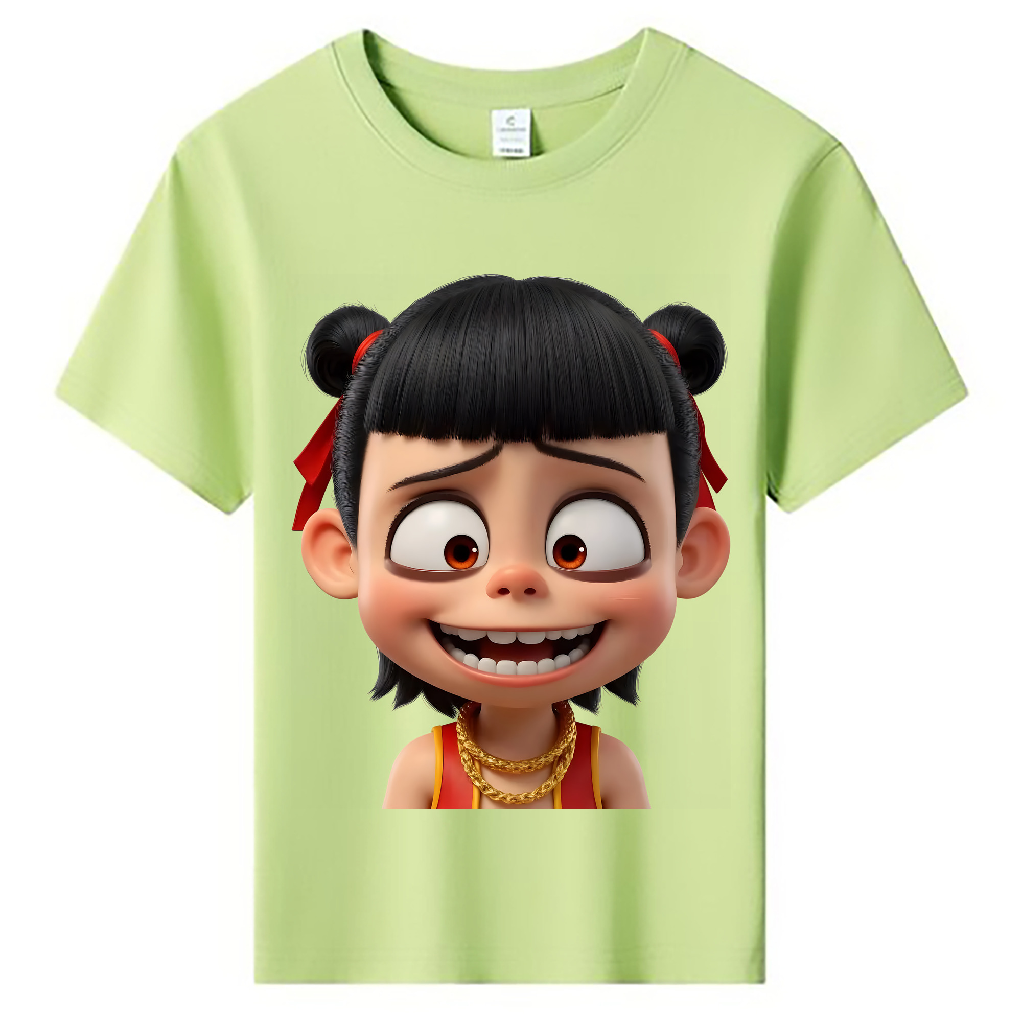 （画像用） Ne Zha 2 ナタ 魔童の大暴れ 綿100％キッズTシャツ（フロントプリント）
